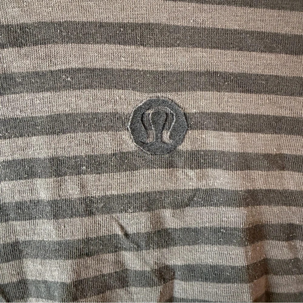 Lululemon Men's Striped Collared Sweater - Charcoal. flawed see photos
